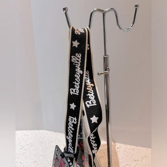 Vintage Y2K Betsey Johnson Clear Tote Bag with Drawstring Insert Kiss Pattern - Picture 11 of 11